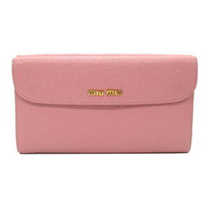 Miu Miu hook long wallet tri fold leather pink